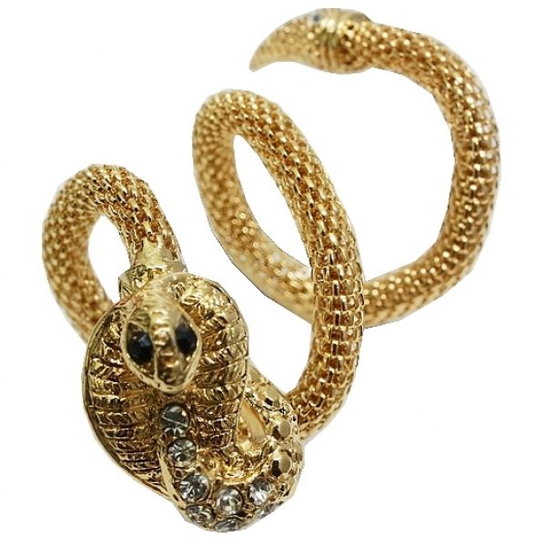 Anel Snake Dourado Strass